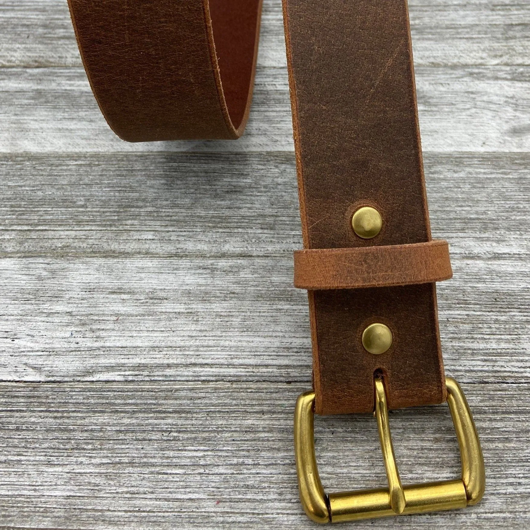 1 3/4” Crazy Horse Brown Leather Belt – Vintage Style, Durable & Handmade in USA