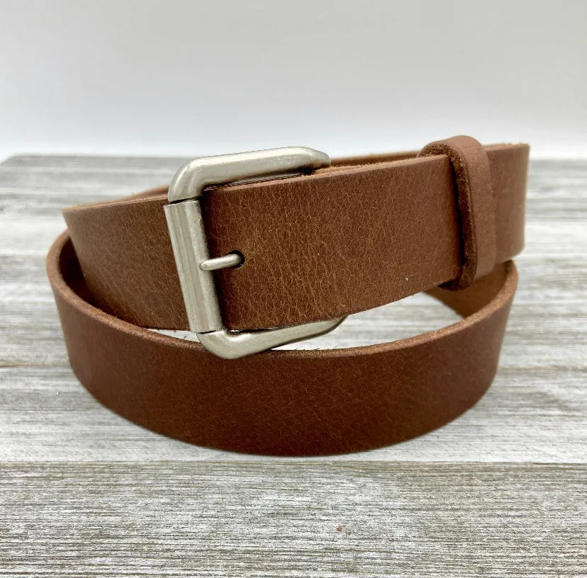 1 3/8” Lt.Brown Leather Belt – Handmade in USA, Durable & Solid