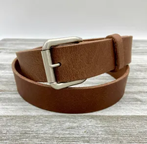 1 3/8” Lt.Brown Leather Belt – Handmade in USA, Durable & Solid