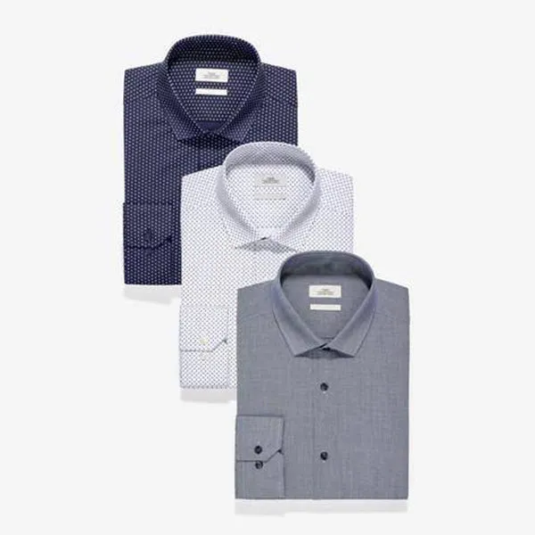 3PK BLUE TEXTURED AND PRINT SMART SHIRTS