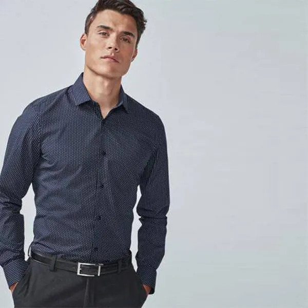 3PK BLUE TEXTURED AND PRINT SMART SHIRTS