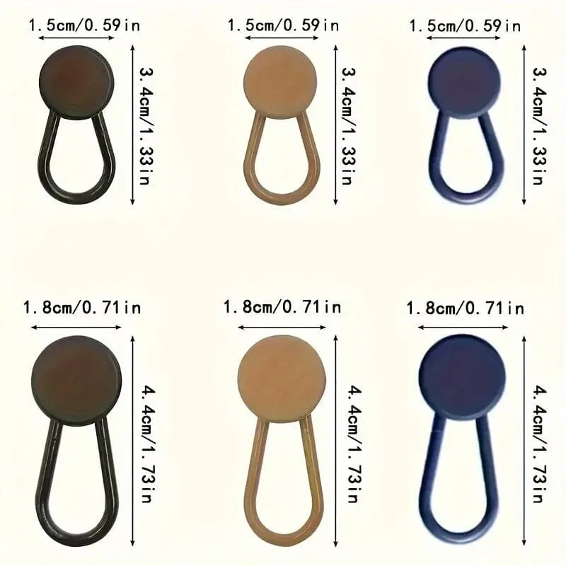 6-Pieces: Durable Waistband Expanders for Jeans