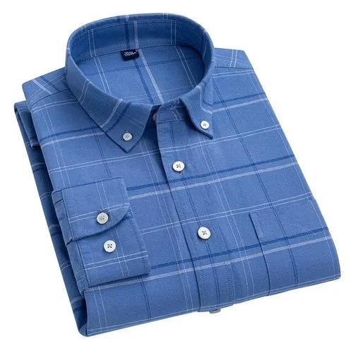 Aoliwen brand  New style 100% cotton casual plaid long sleeved