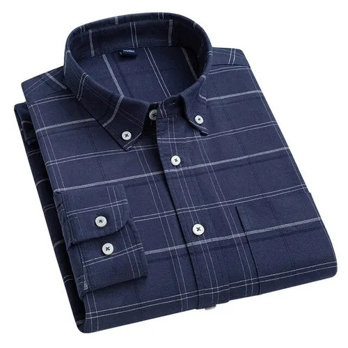 Aoliwen brand  New style 100% cotton casual plaid long sleeved