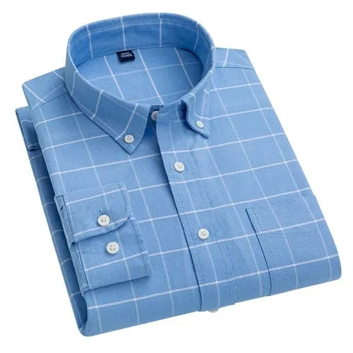 Aoliwen brand  New style 100% cotton casual plaid long sleeved