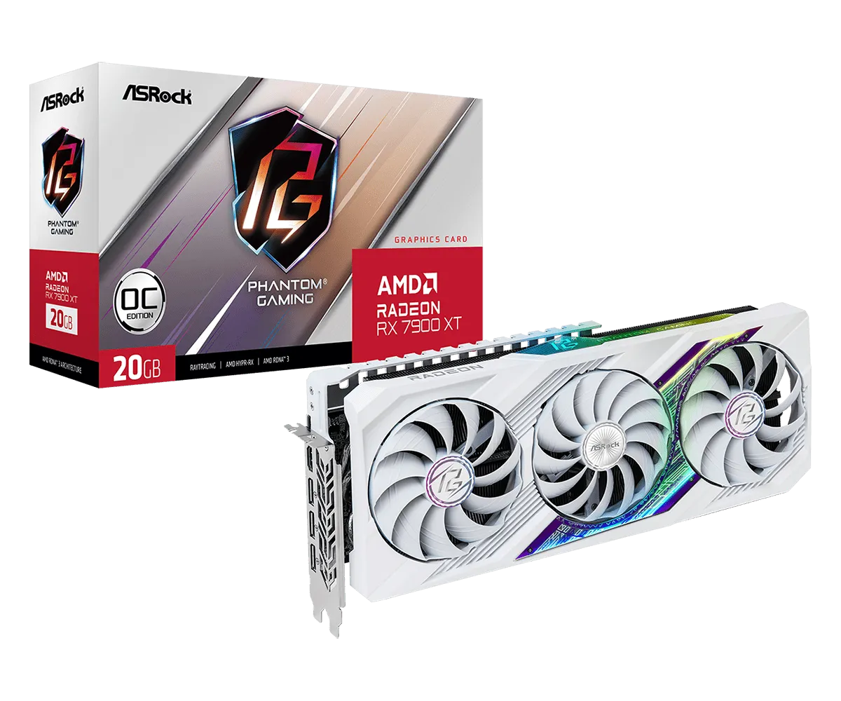 ASRock RX 7900 XT Phantom Gaming White OC 20GB Graphics Card