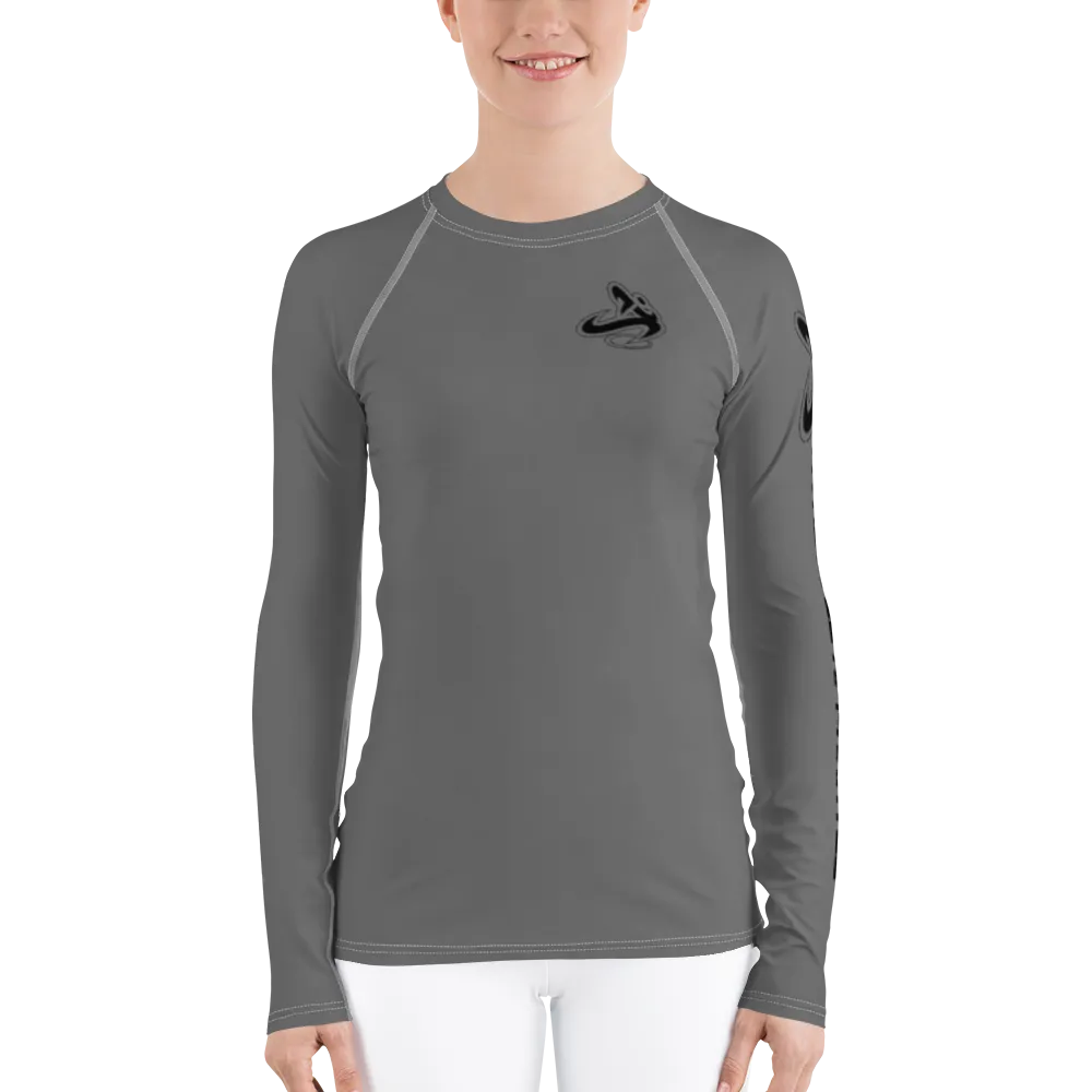 Athletic Apparatus Grey Black logo White stitch Women's Rash Guard