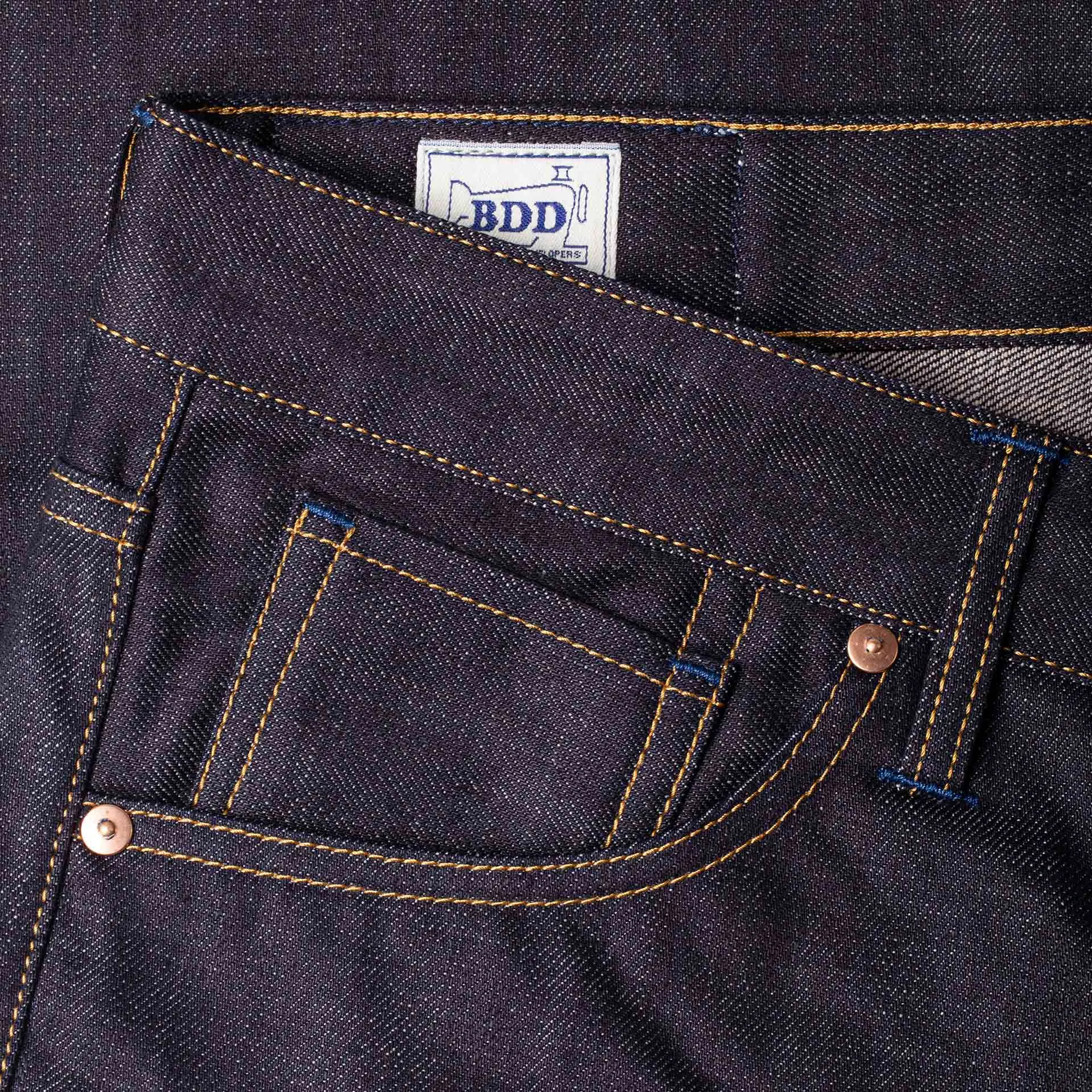 B-01 SLIM TAPERED 13 oz. brown cotton selvedge