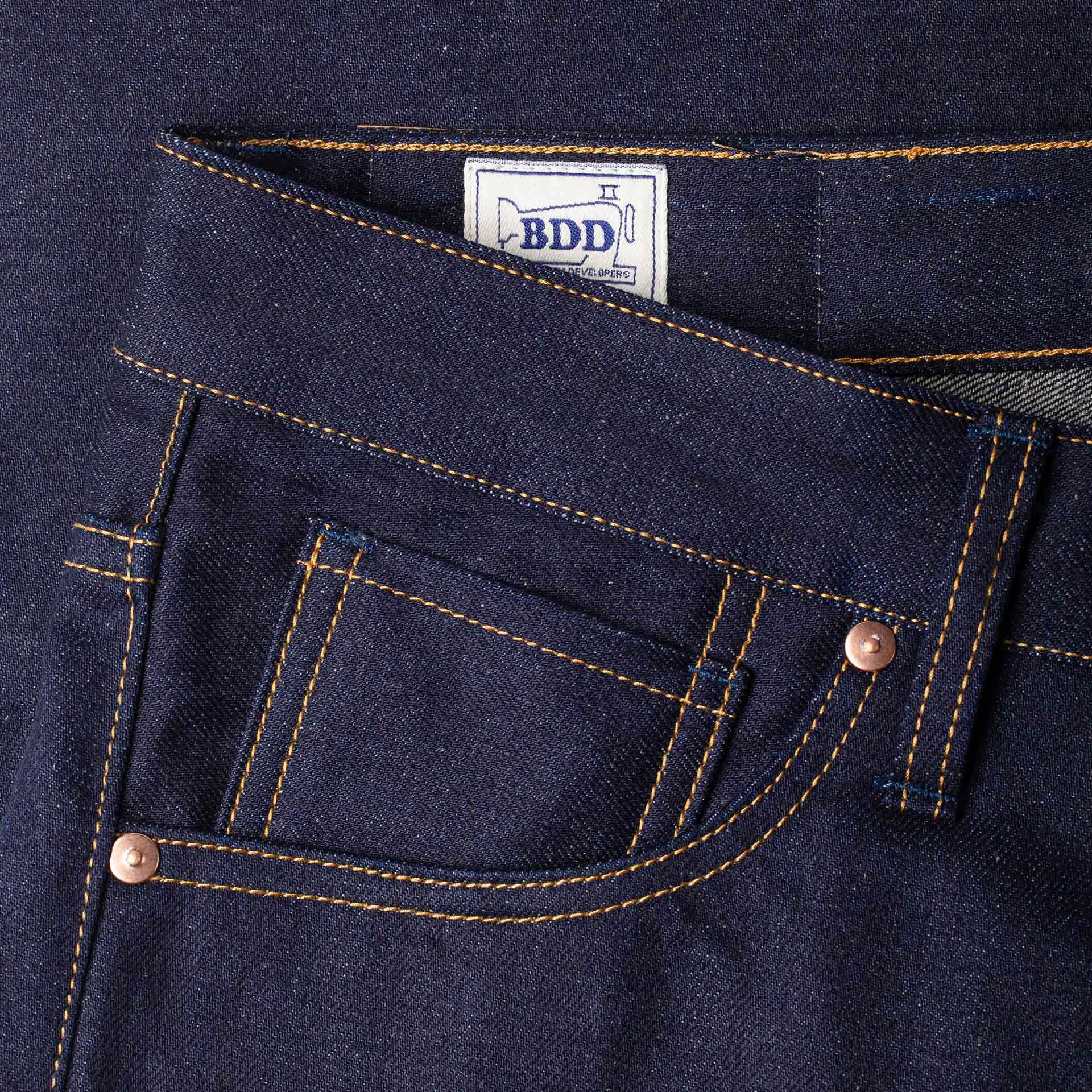 B-01 SLIM TAPERED 14 oz. easy fade hemp selvedge