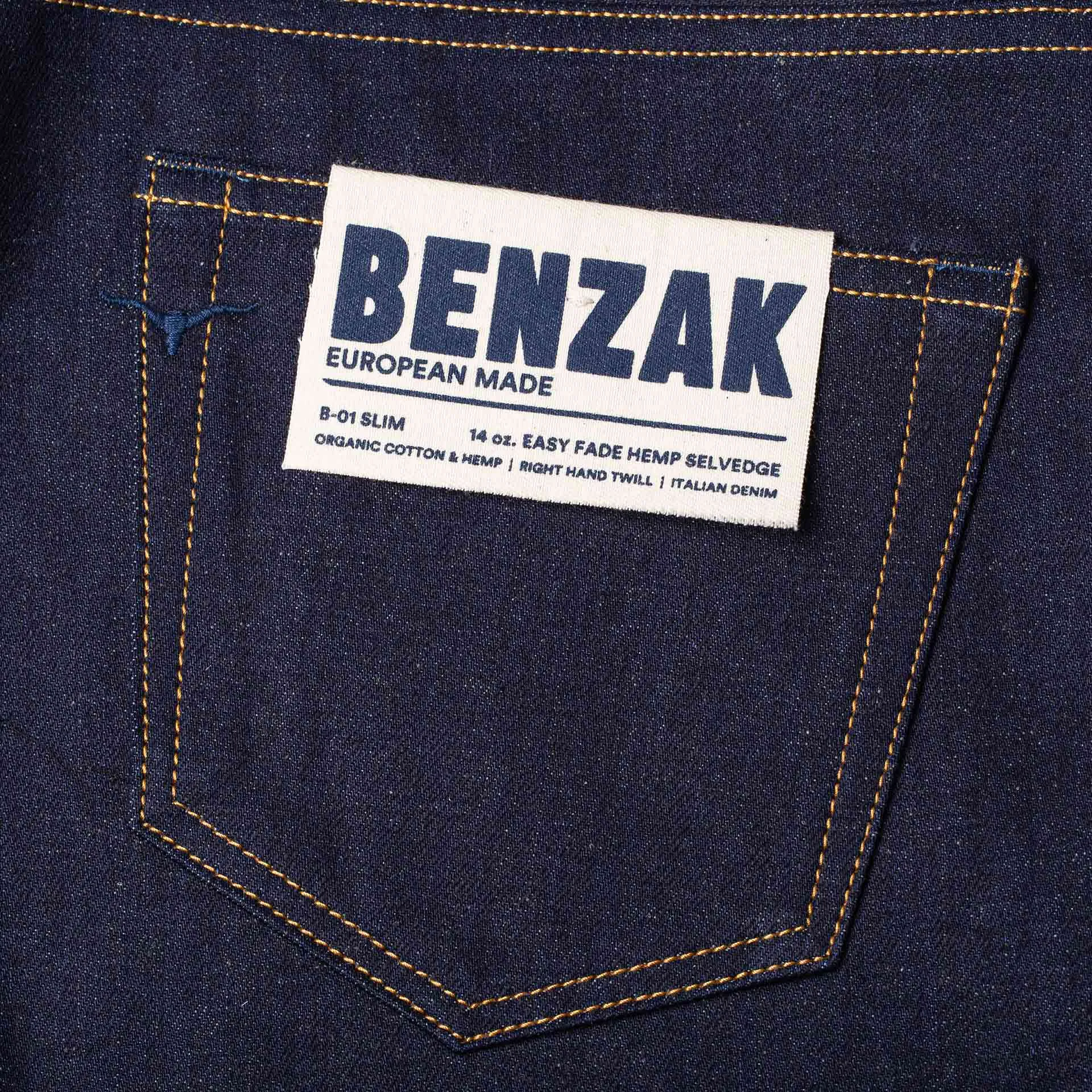 B-01 SLIM TAPERED 14 oz. easy fade hemp selvedge