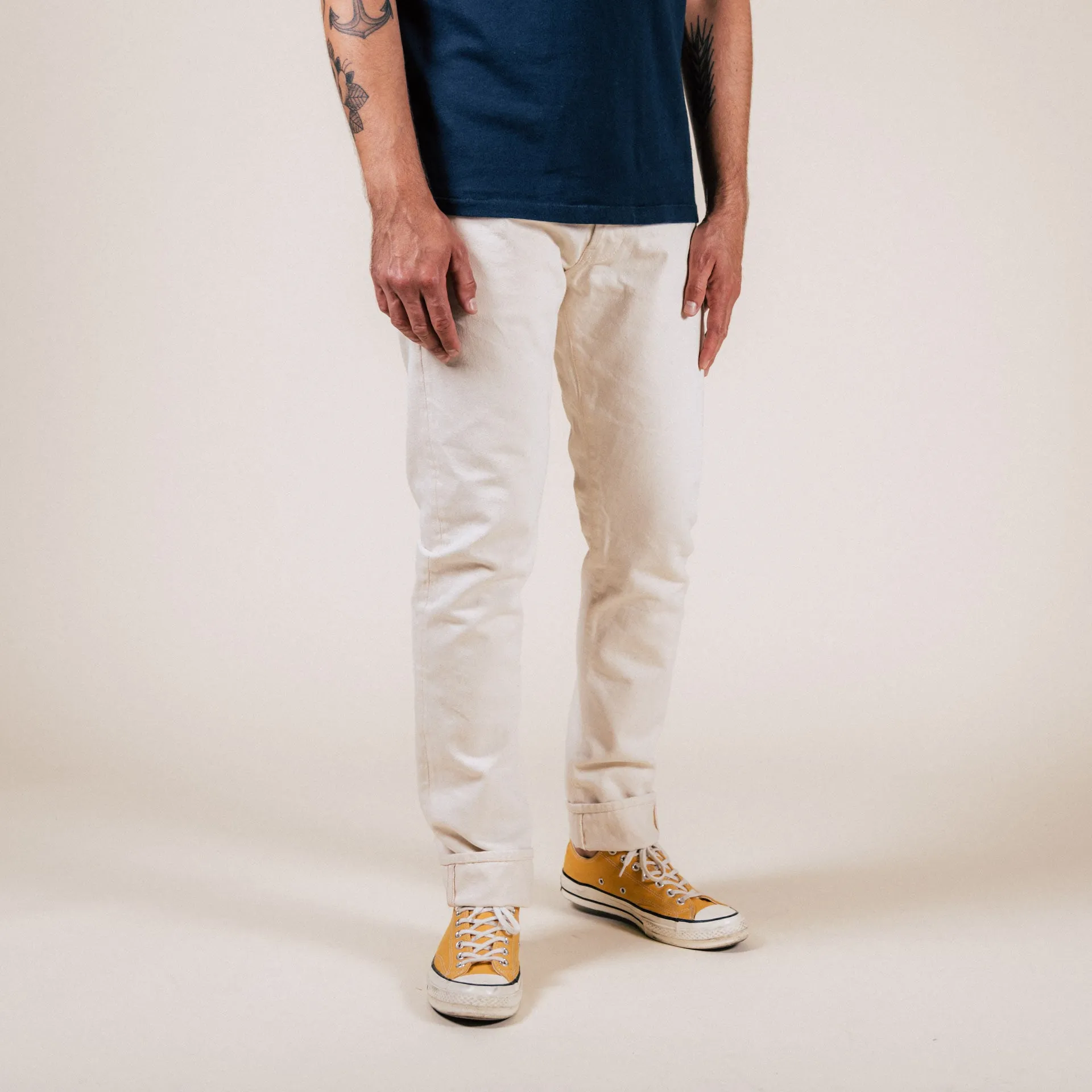 B-01 SLIM TAPERED 14 oz. selvedge colour denim / ecru