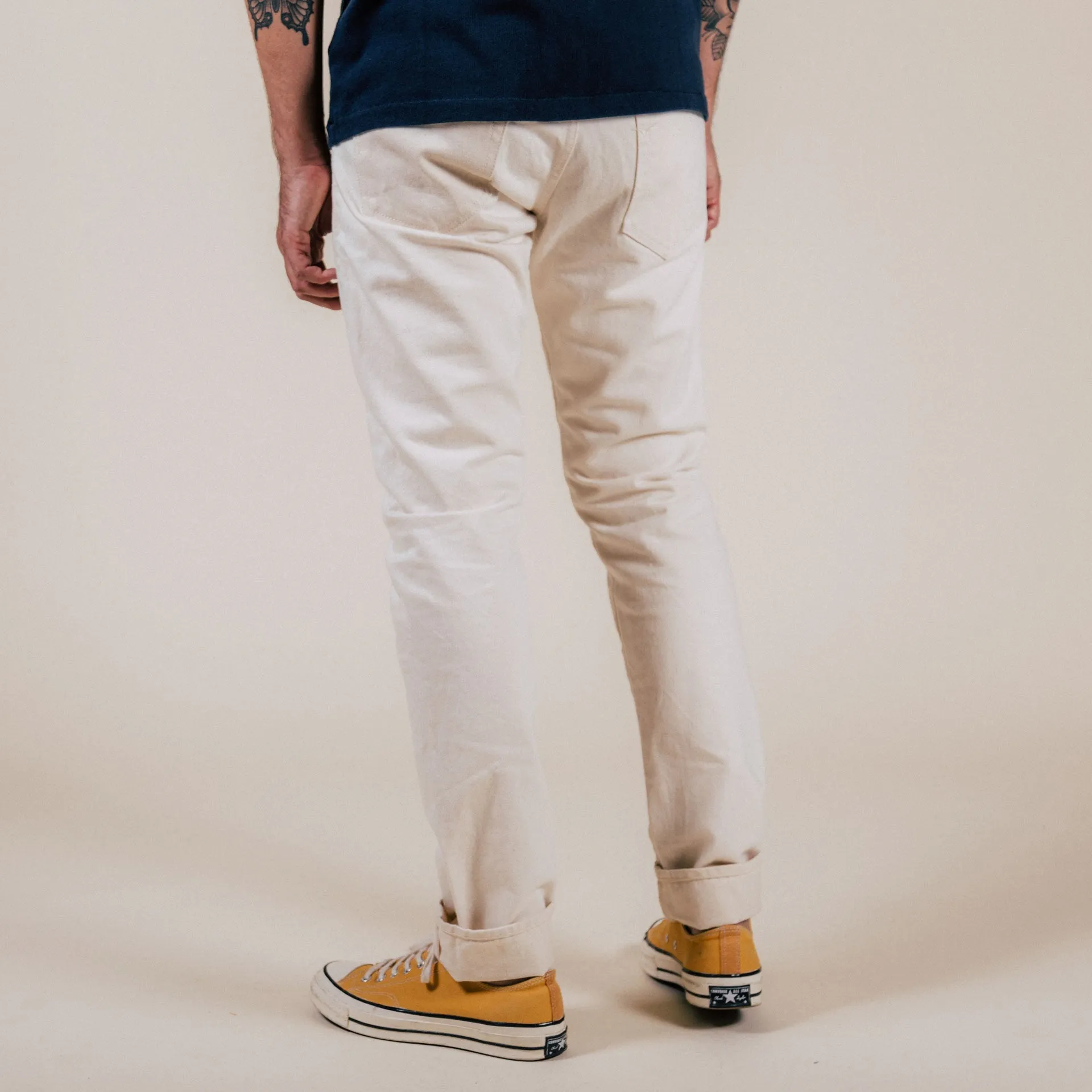 B-01 SLIM TAPERED 14 oz. selvedge colour denim / ecru
