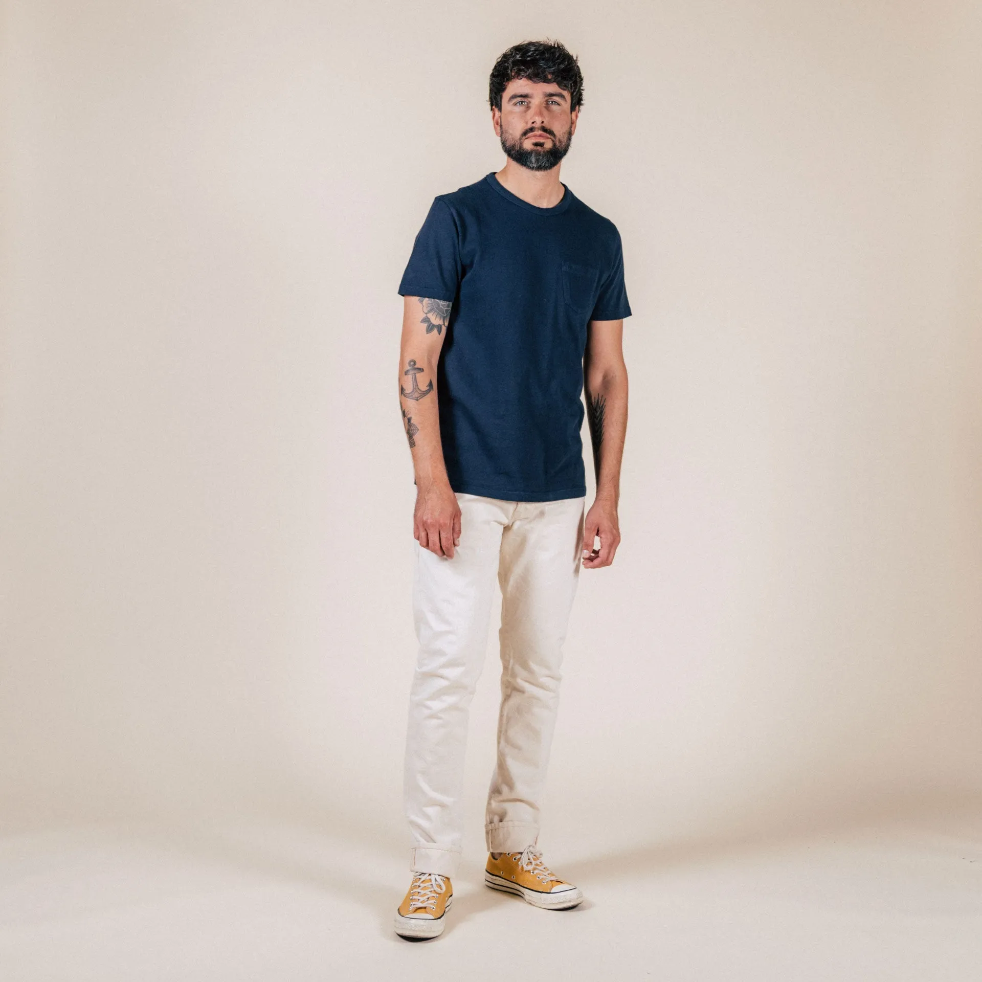 B-01 SLIM TAPERED 14 oz. selvedge colour denim / ecru