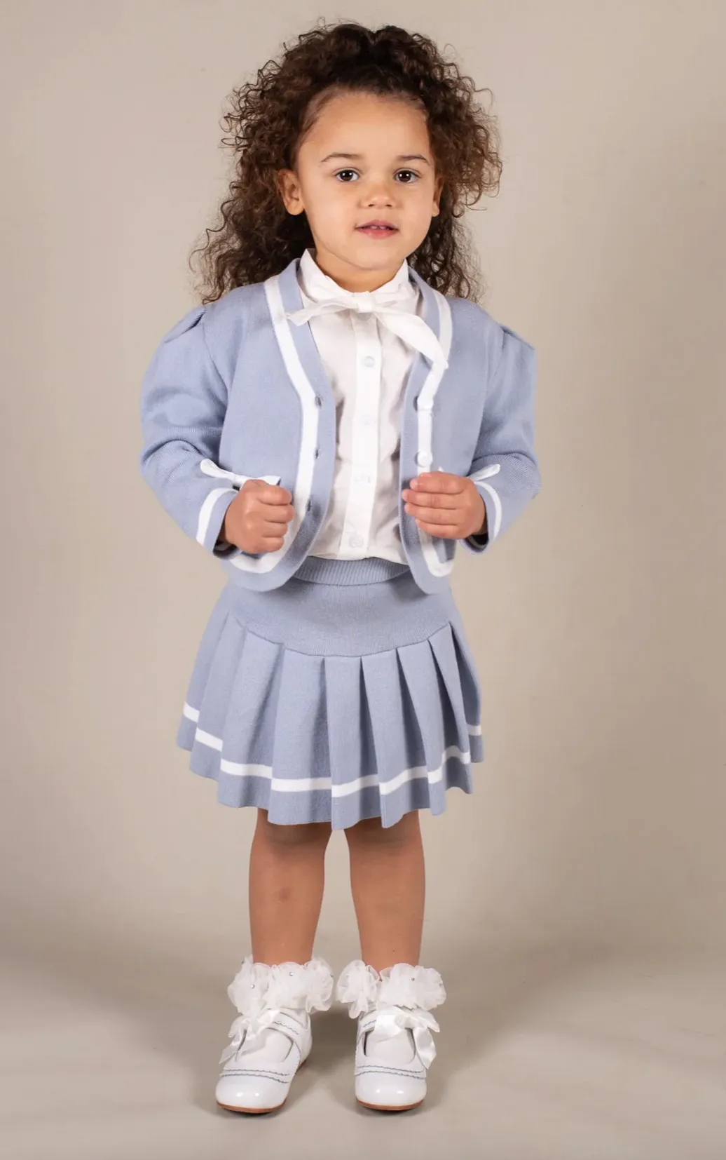 Beau Kid Blue Three Piece Skirt Set