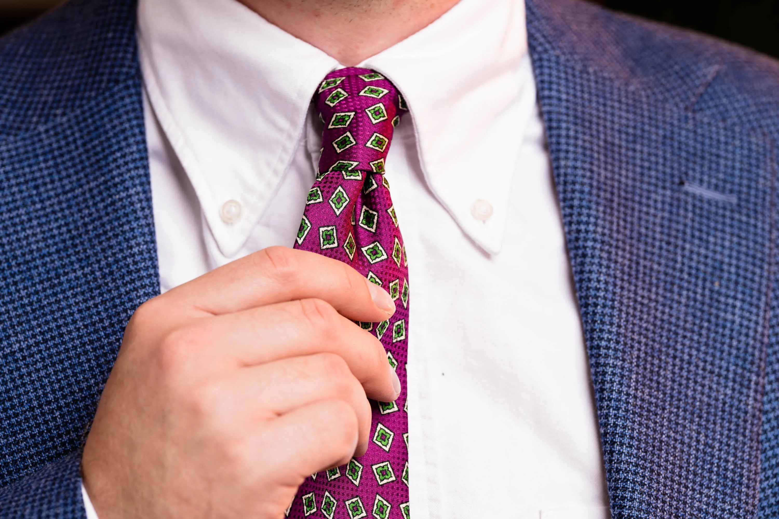 Begonia Purple & Diamond Jacquard Silk Tie