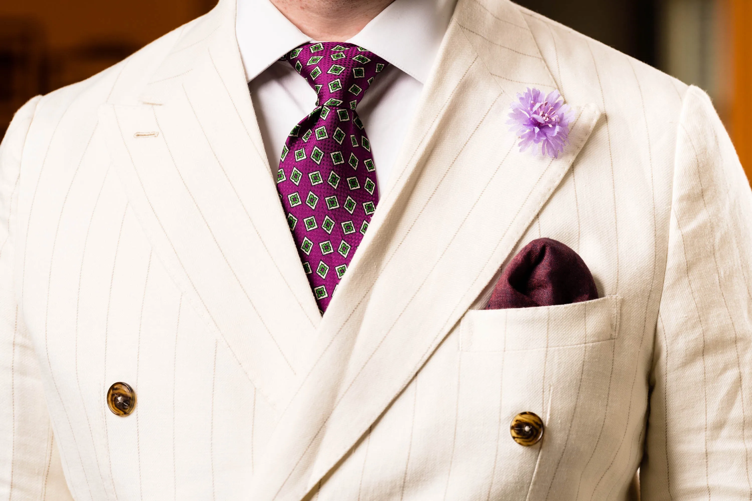 Begonia Purple & Diamond Jacquard Silk Tie