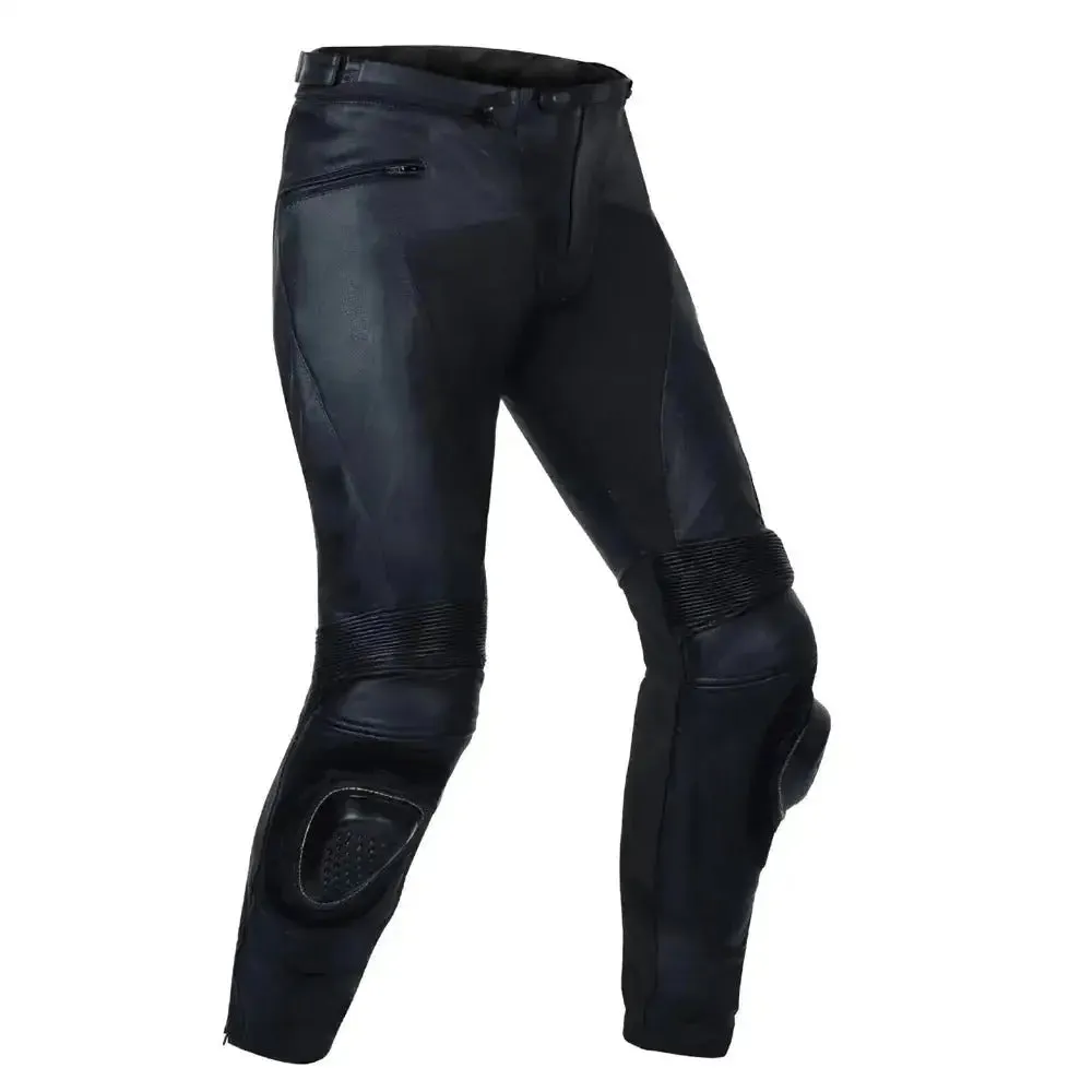 Black Motorcycle Racing Leather Pants – Durable & Protective