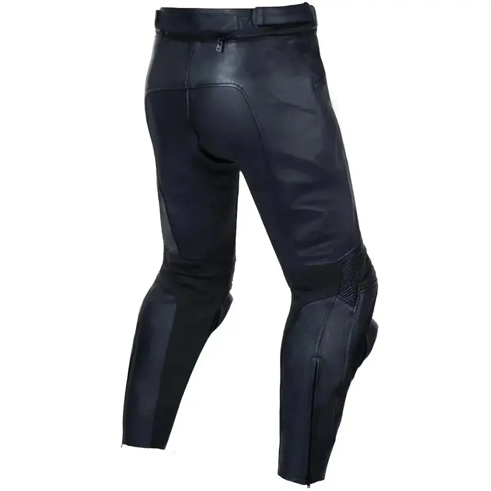 Black Motorcycle Racing Leather Pants – Durable & Protective
