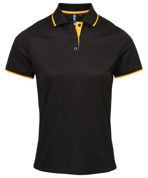 Black/Sunflower - Women's contrast Coolchecker® polo