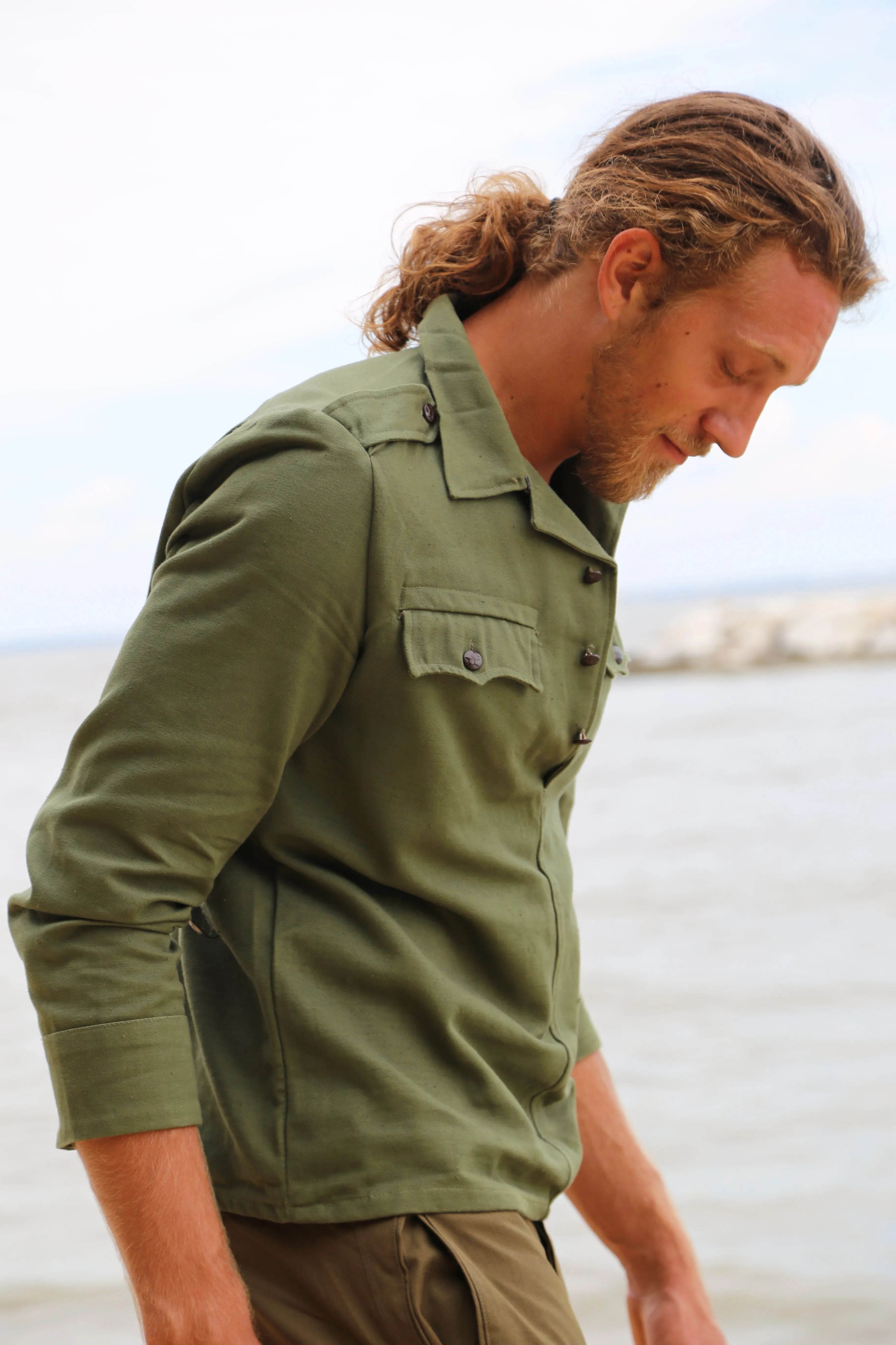 Canvas Soviet Style Cotton Button up Shirt