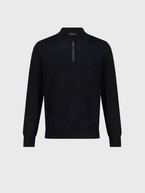 Cashmere and Silk Polo Dark Navy