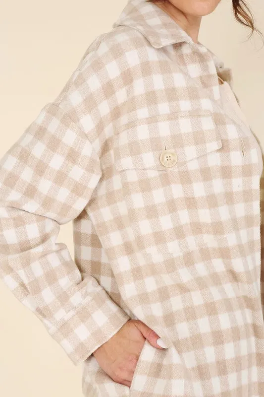 Check pattern long shacket **This item has free shipping.**