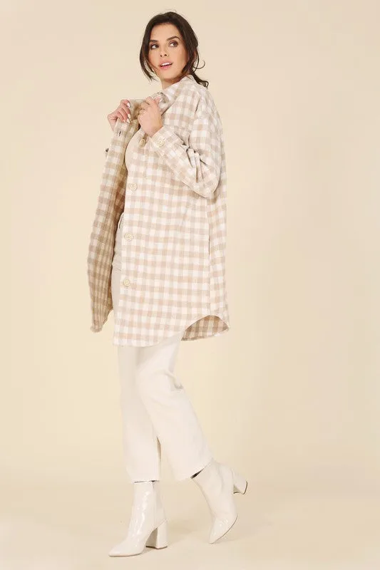 Check pattern long shacket **This item has free shipping.**