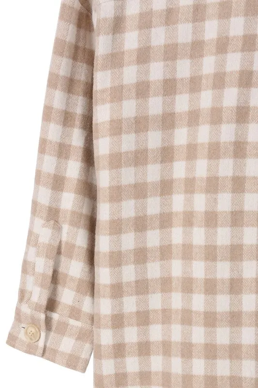 Check pattern long shacket **This item has free shipping.**