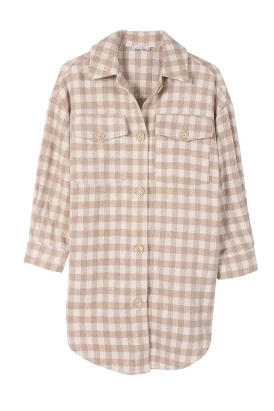 Check pattern long shacket **This item has free shipping.**