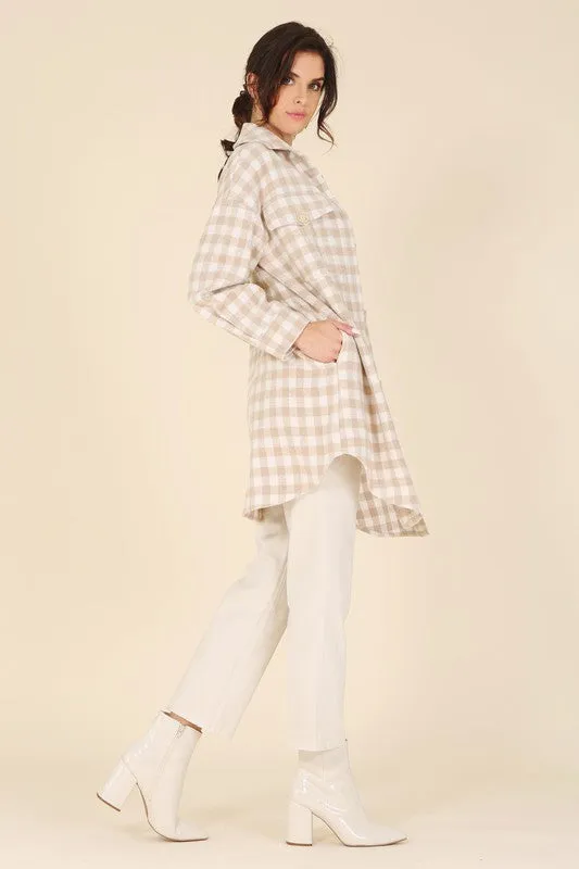 Check pattern long shacket **This item has free shipping.**