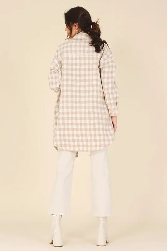 Check pattern long shacket **This item has free shipping.**