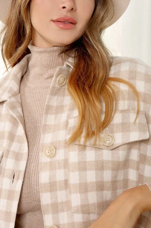 Check pattern long shacket **This item has free shipping.**