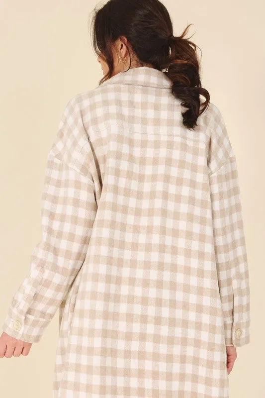 Check pattern long shacket **This item has free shipping.**