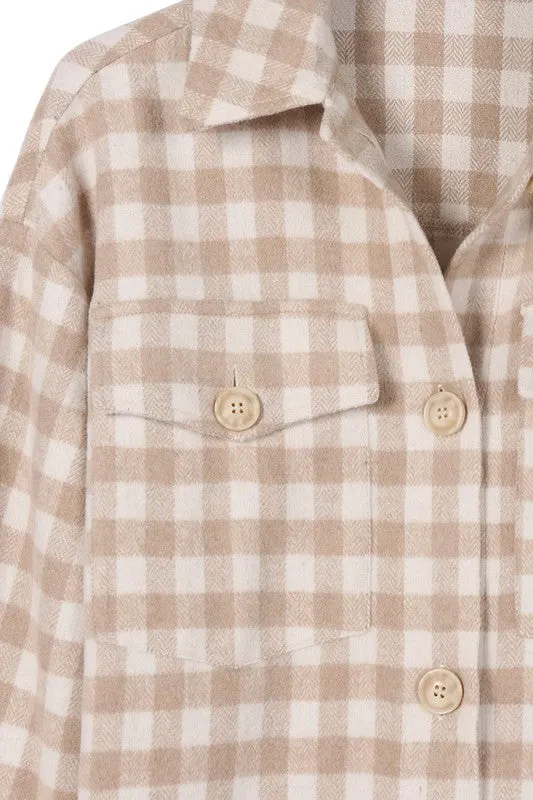 Check pattern long shacket **This item has free shipping.**