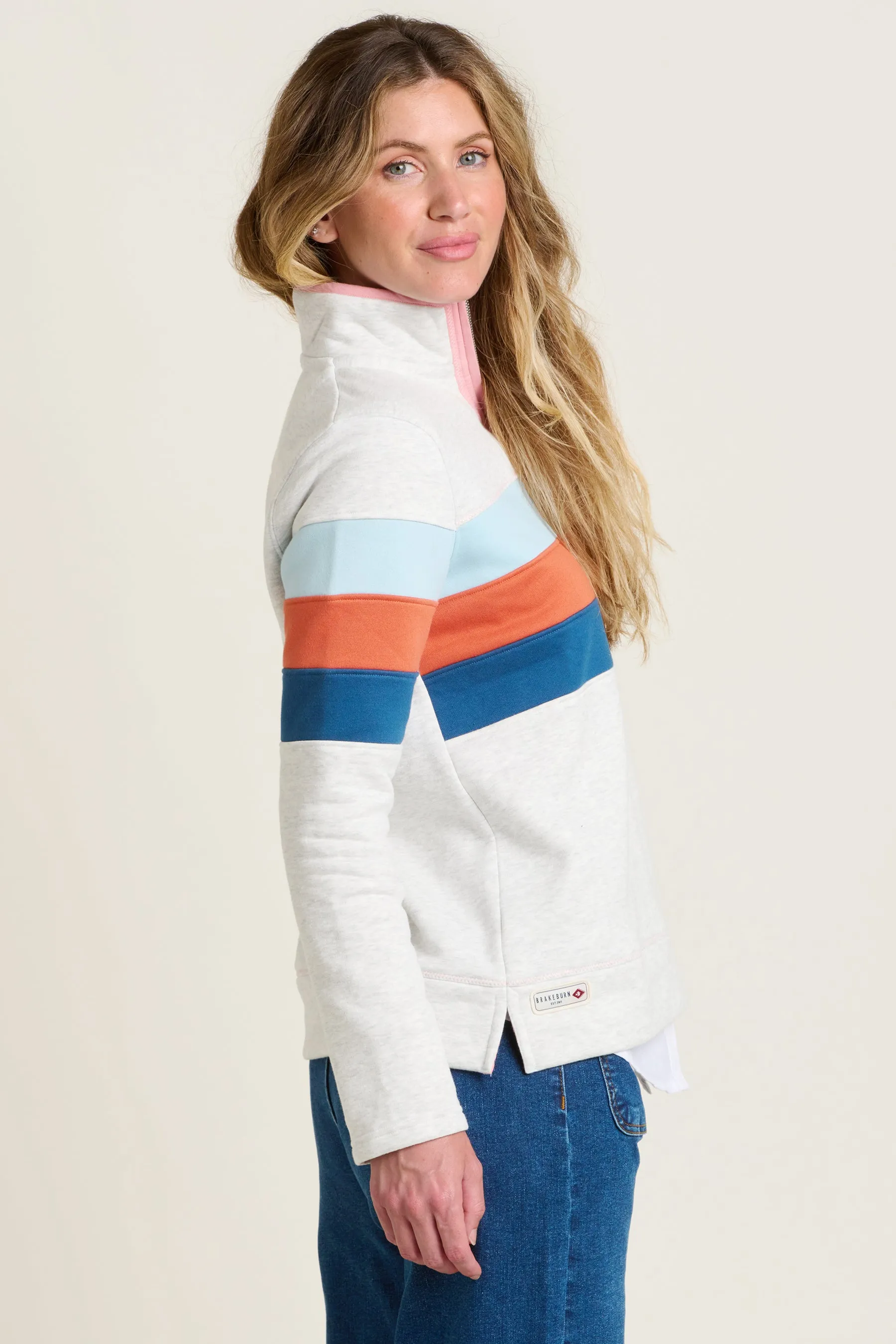 Chest Stripe Quarter Zip Sweatshirt