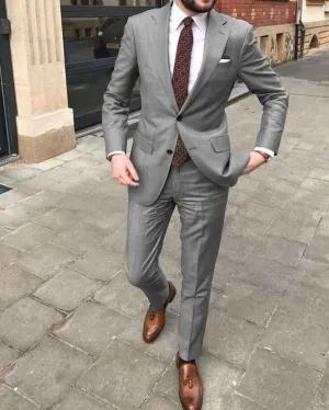 Classic 2 Pieces Mnes Gray Groomsmen Suits for Wedding 2024 CB31091