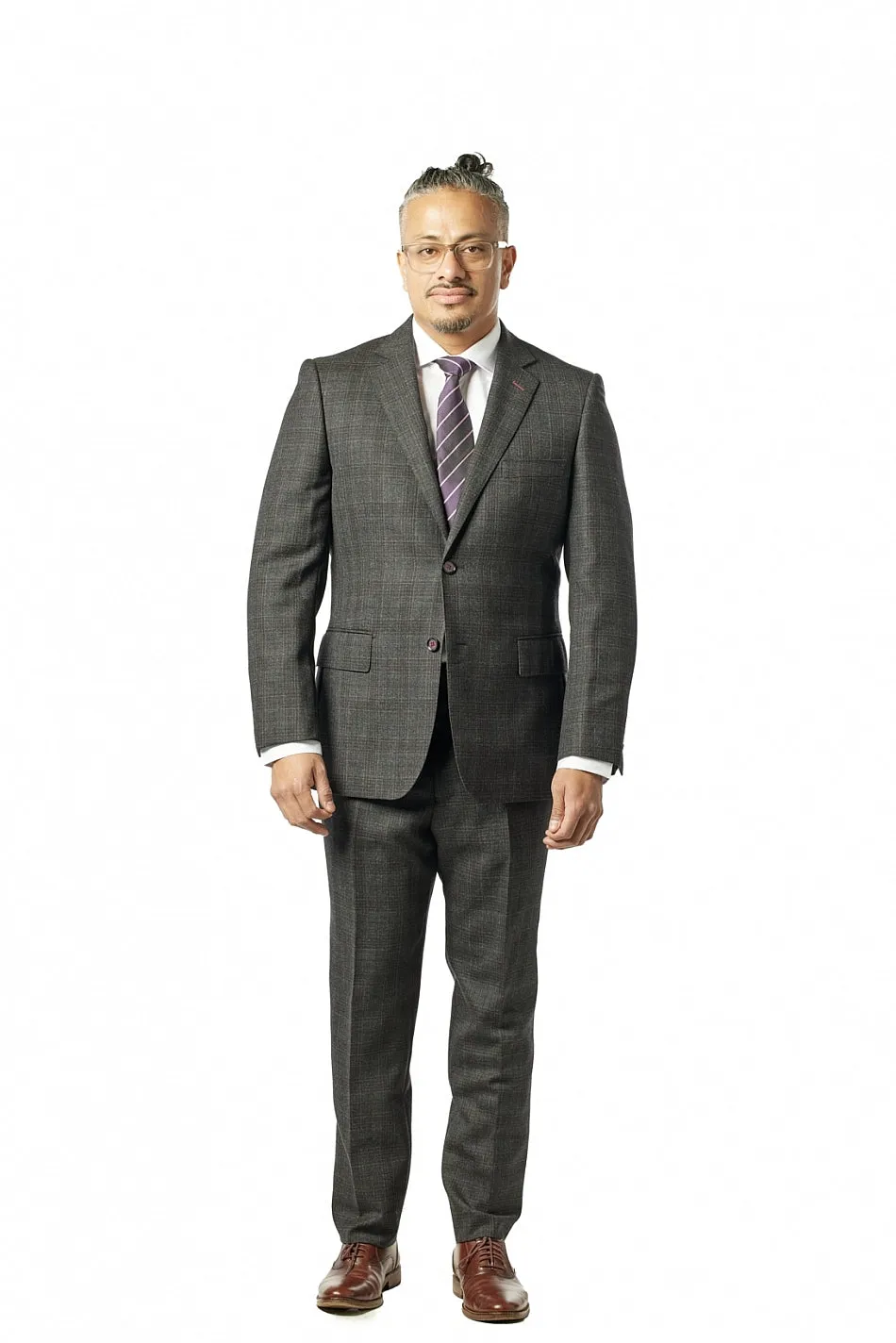 Classic Fit Charcoal Grey Check Two Piece Suit ST-405