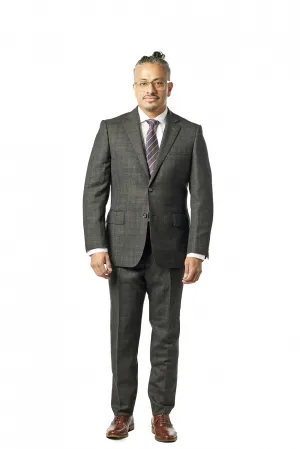Classic Fit Charcoal Grey Check Two Piece Suit ST-405