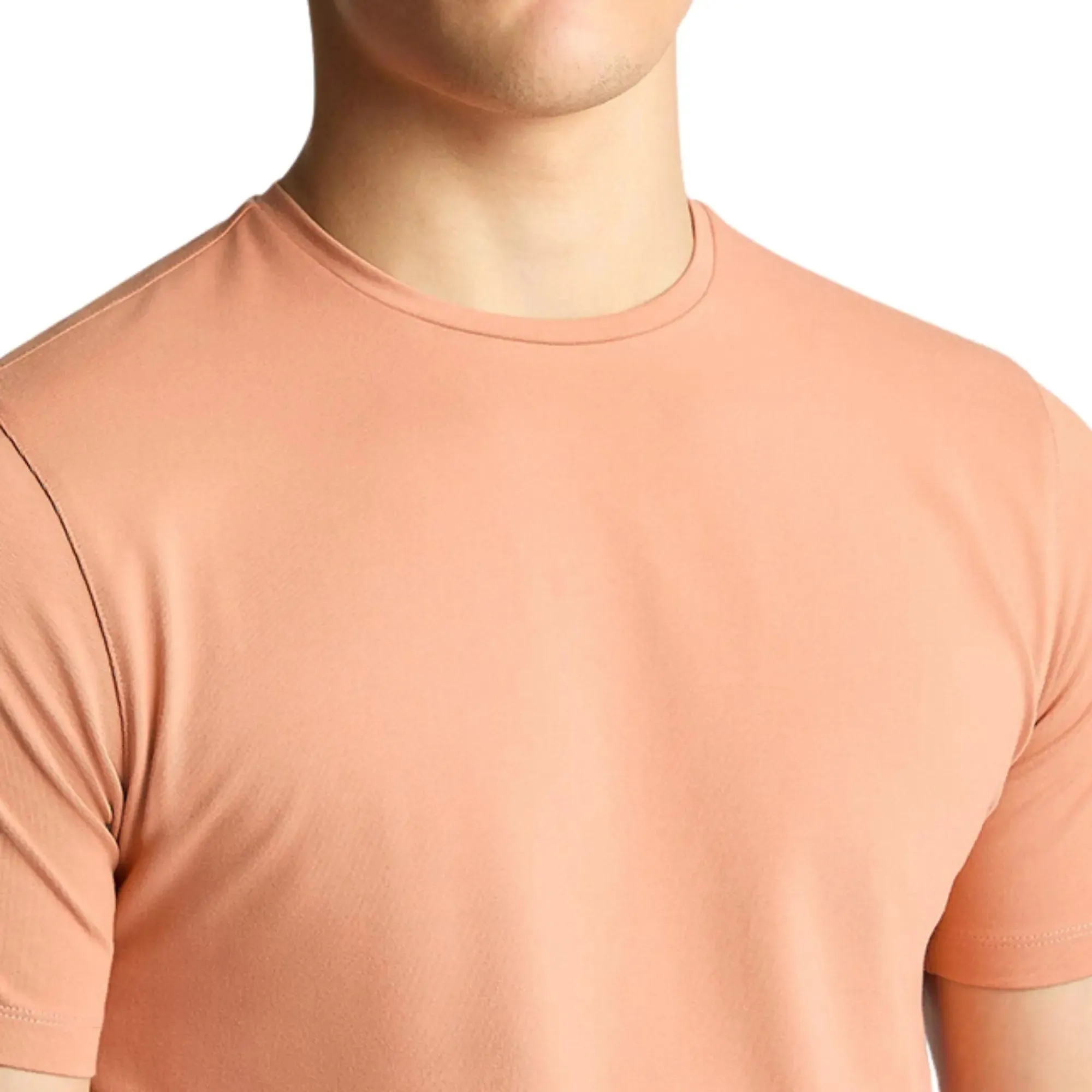 Crew Neck Stretch T-Shirt - Salmon