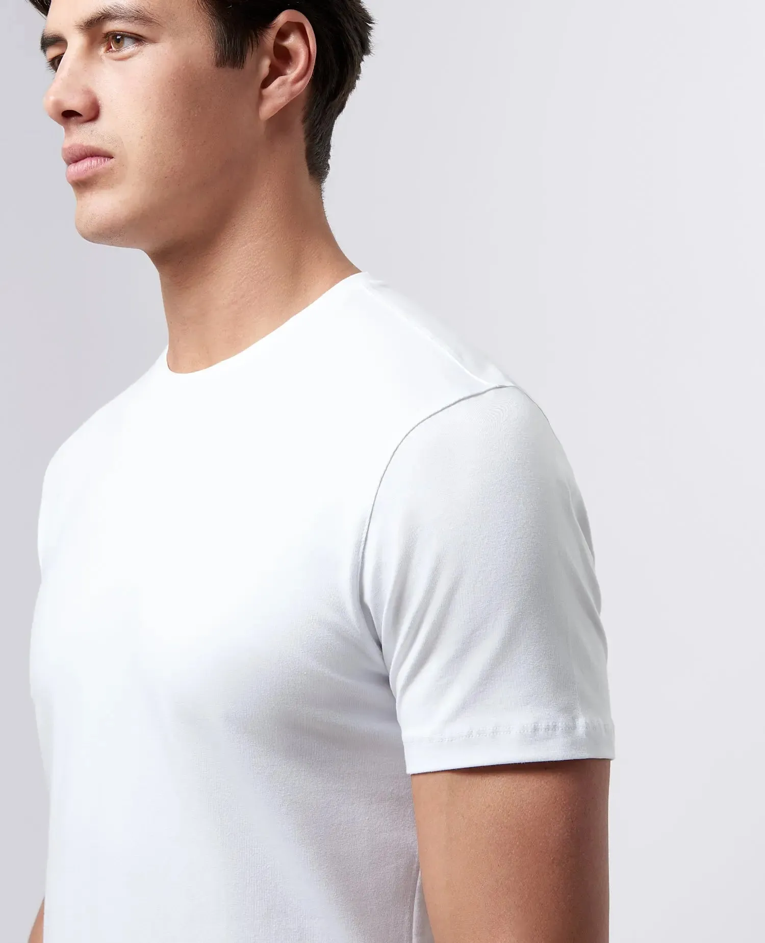 Crew Neck Stretch T-Shirt - White