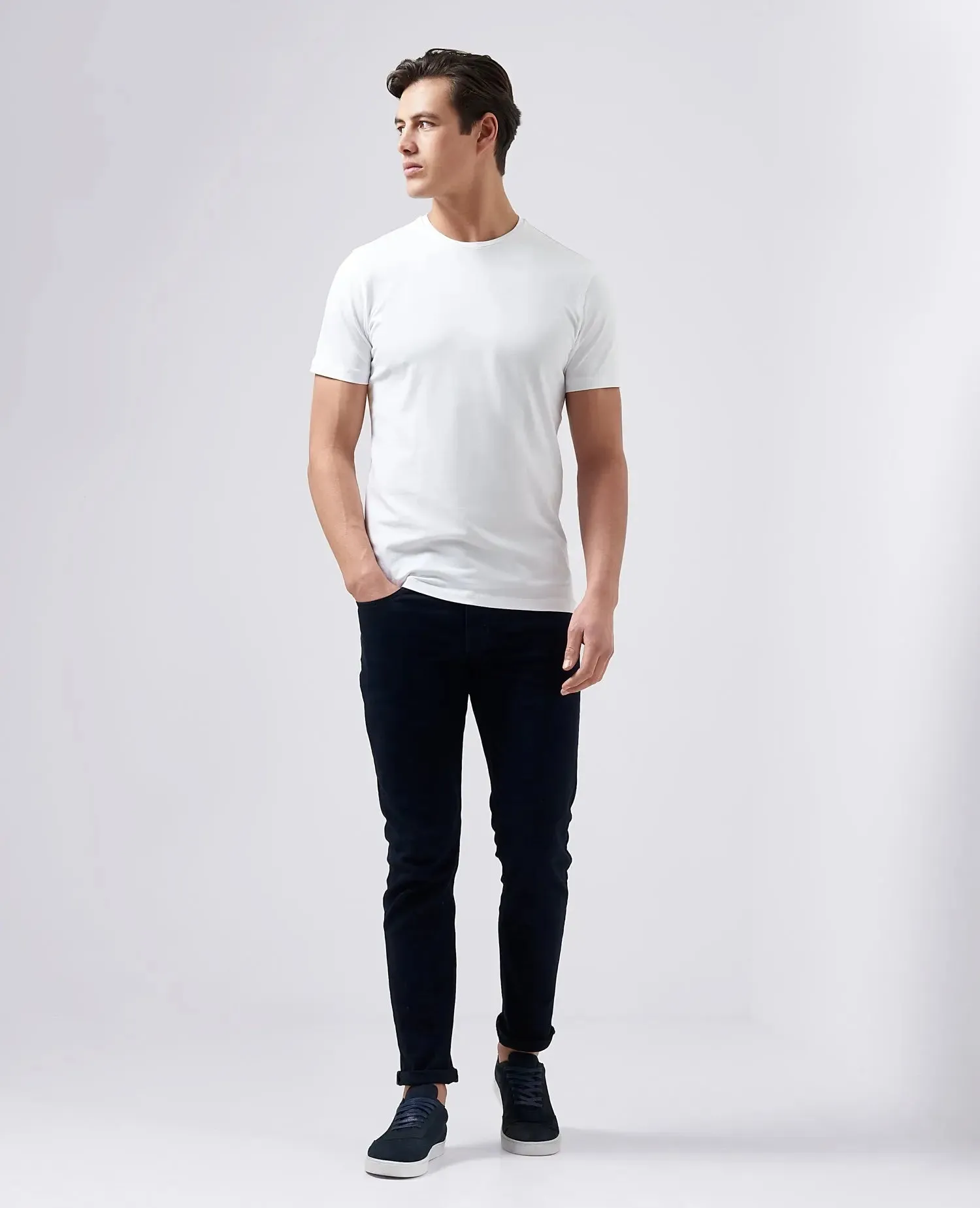 Crew Neck Stretch T-Shirt - White