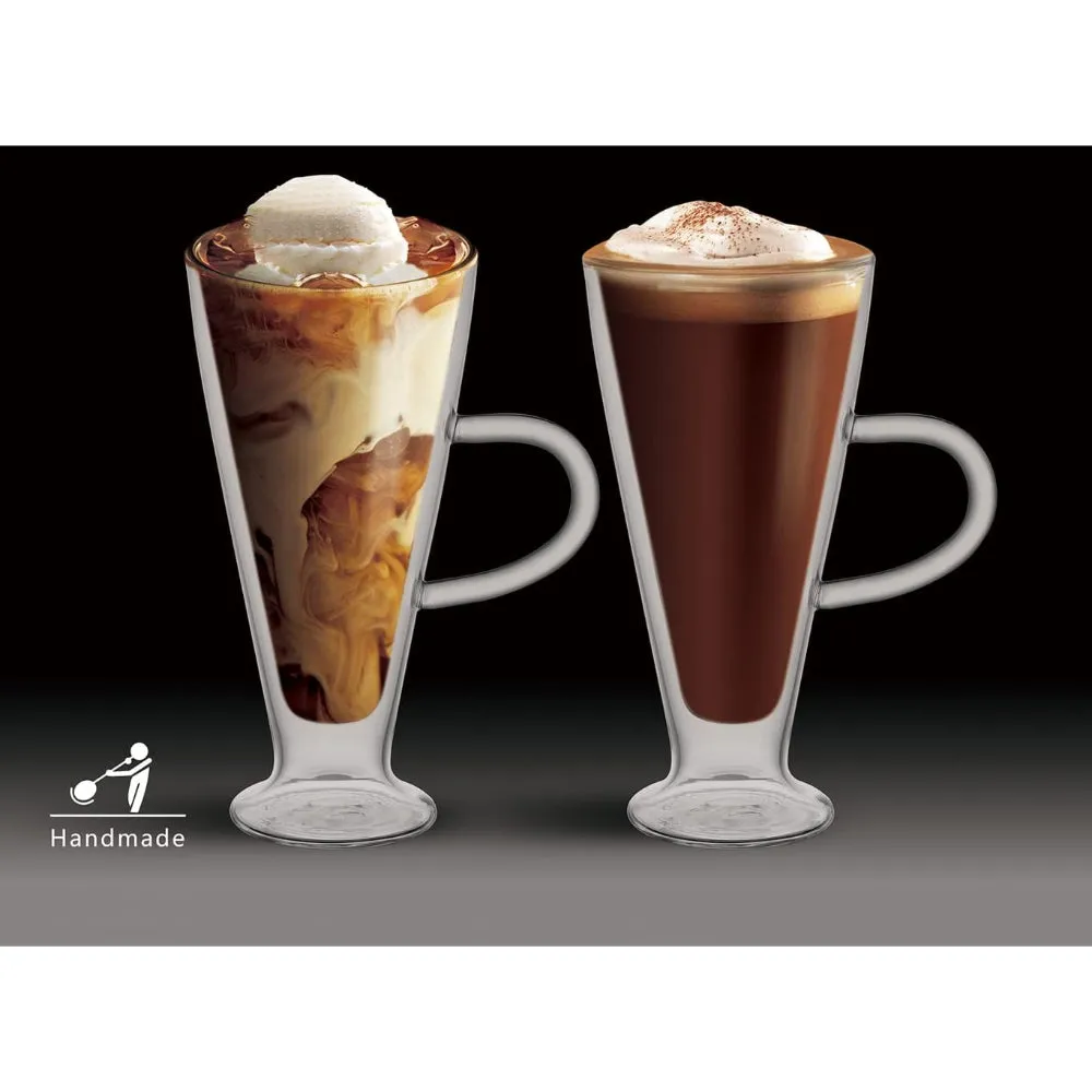 Cuisine Art 300Ml Double Wall Glass Cup 2Pcs Set Borosilicate For Coffee, Tea, Cocktails & All Beverages - Minimalistic Durable Double-Wall Drinking Mug