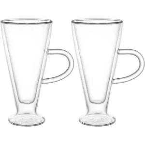 Cuisine Art 300Ml Double Wall Glass Cup 2Pcs Set Borosilicate For Coffee, Tea, Cocktails & All Beverages - Minimalistic Durable Double-Wall Drinking Mug