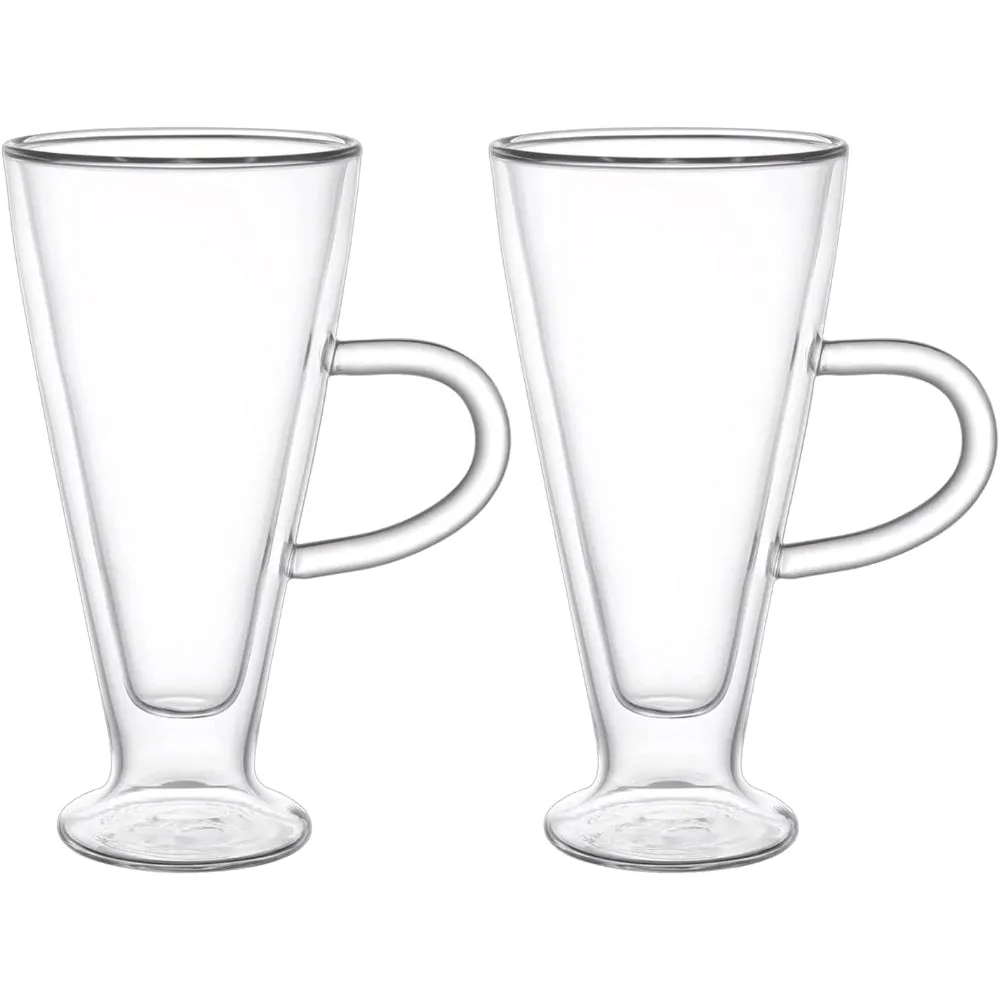 Cuisine Art 300Ml Double Wall Glass Cup 2Pcs Set Borosilicate For Coffee, Tea, Cocktails & All Beverages - Minimalistic Durable Double-Wall Drinking Mug