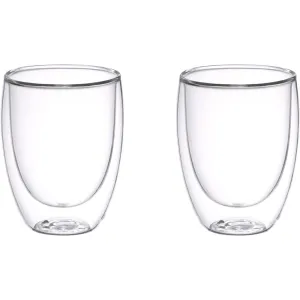Cuisine Art 350ML Double Wall Glass Cup 2pcs Set Borosilicate Glass For Coffee, Tea, Whiskey, Cocktails & All Beverages - Minimalistic & Durable Double-Wall Drinking Mug