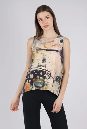 Essential Print Tank, Peach/Jade