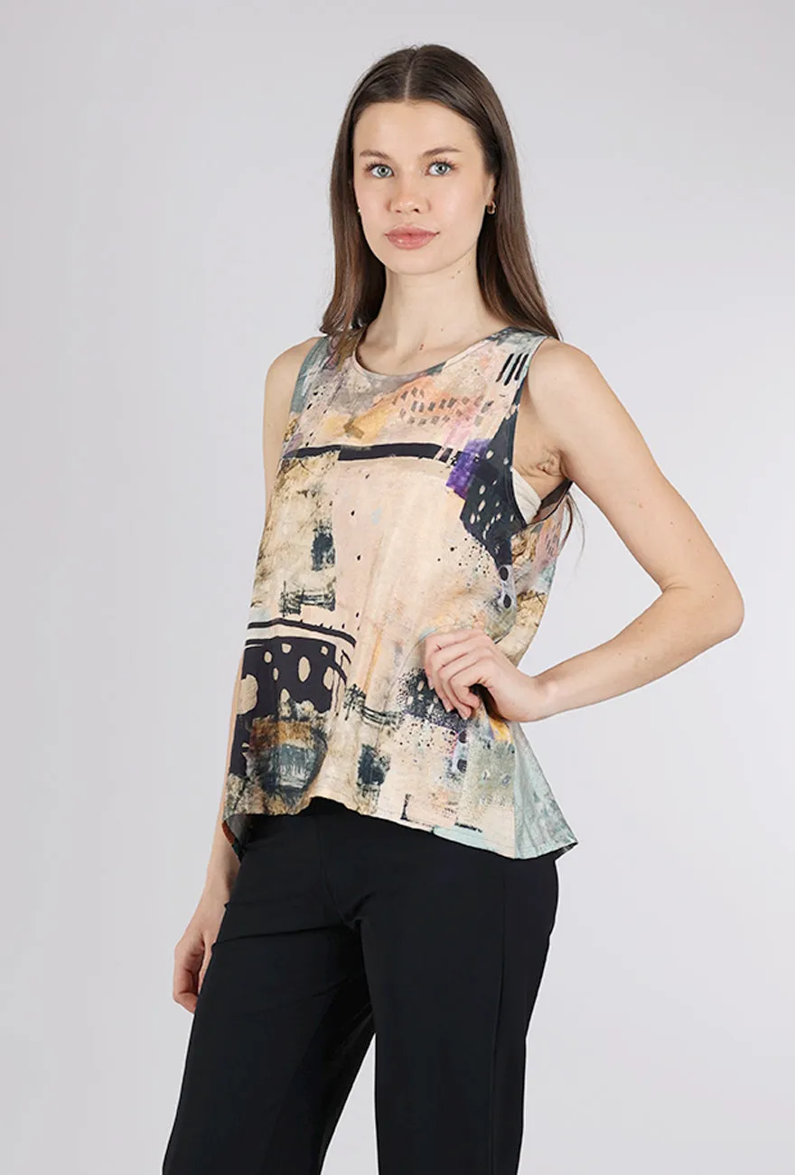 Essential Print Tank, Peach/Jade