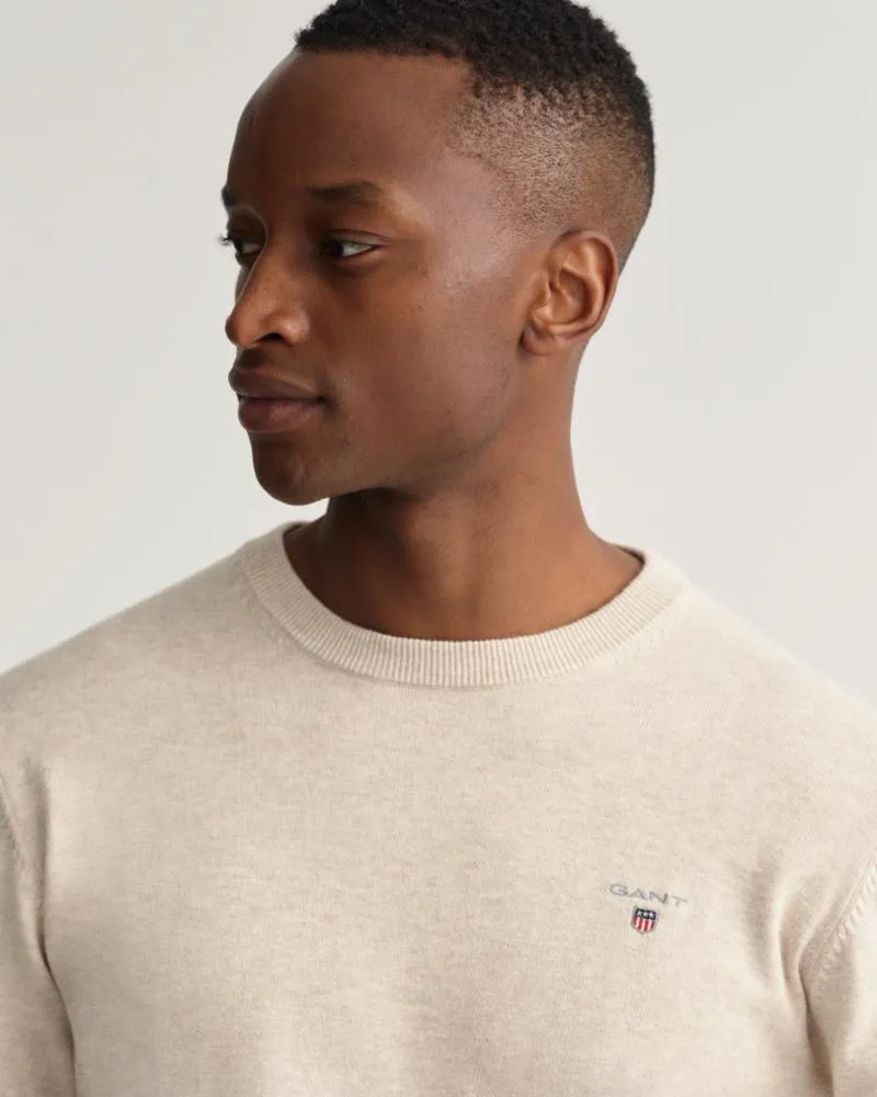 Gant Apparel Mens CLASSIC COTTON  C-NECK 291/LIGHT BEIGE MELANGE