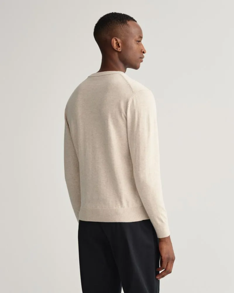 Gant Apparel Mens CLASSIC COTTON  C-NECK 291/LIGHT BEIGE MELANGE