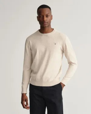 Gant Apparel Mens CLASSIC COTTON  C-NECK 291/LIGHT BEIGE MELANGE